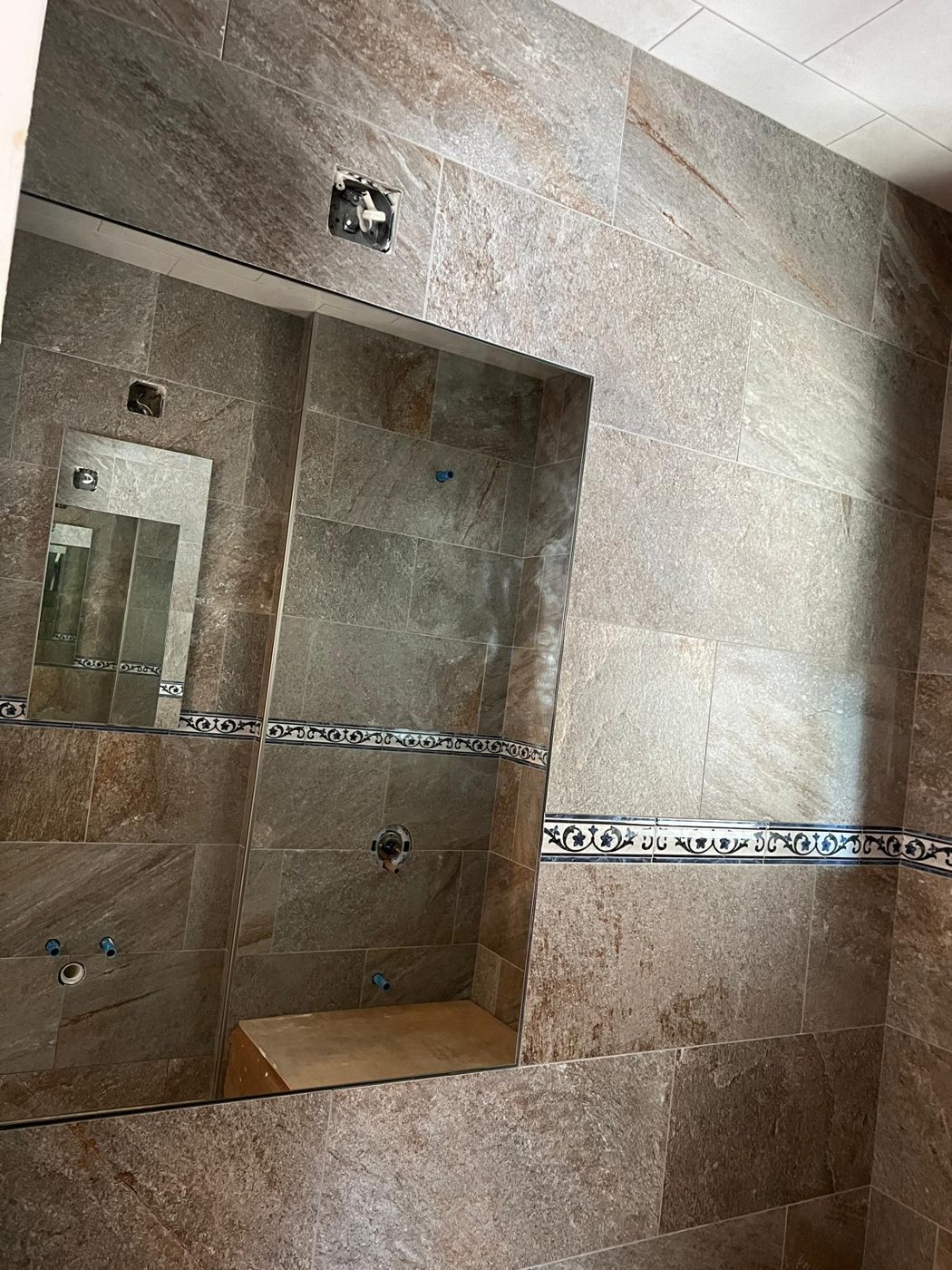 Stone tile bathroom renovation
