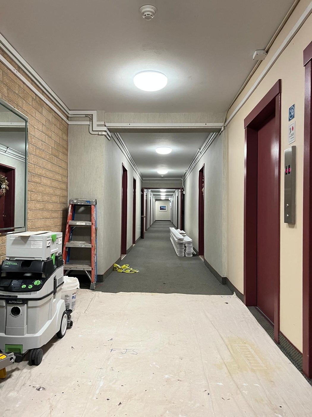 Hallway before molding installation